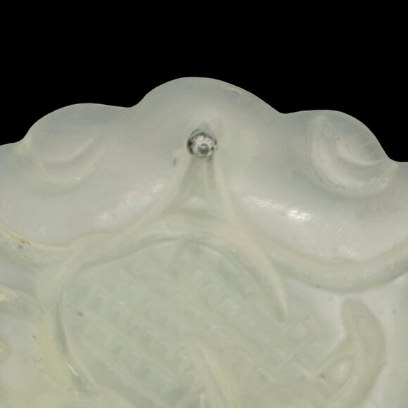 Chinese Jade Color Pendant Hand Carved Chinese Characters Dragon Green White - Picture 3 of 4